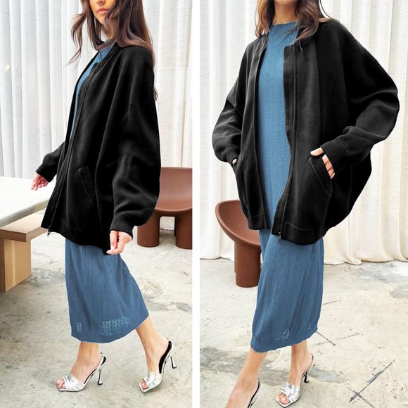 I Love Mr. Mittens • Oversized Knitted Bomber in‎ black - Picture 2 of 12